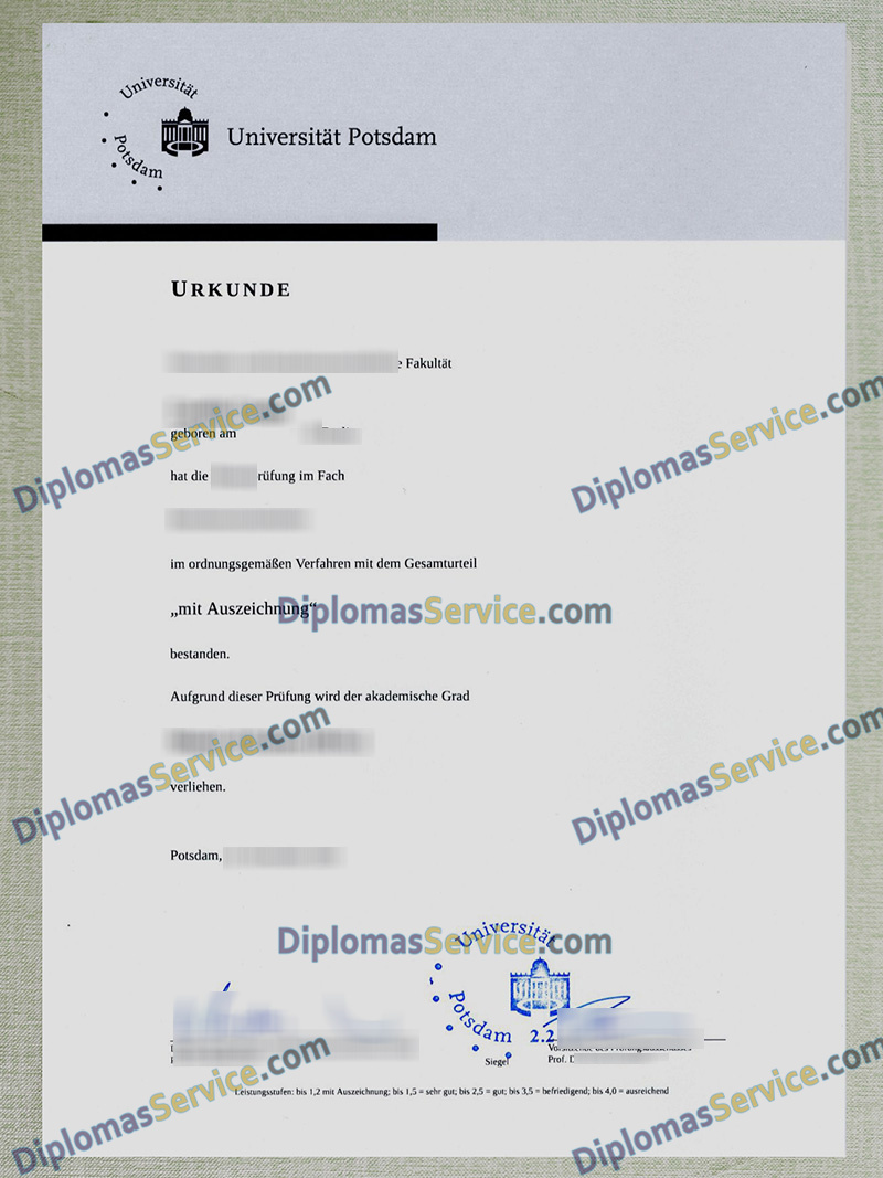 Universität Potsdam urkunde, Universität Potsdam degree,