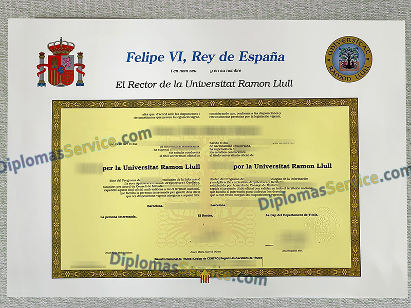 Universitat Ramon Llull título, Universitat Ramon Llull diploma,