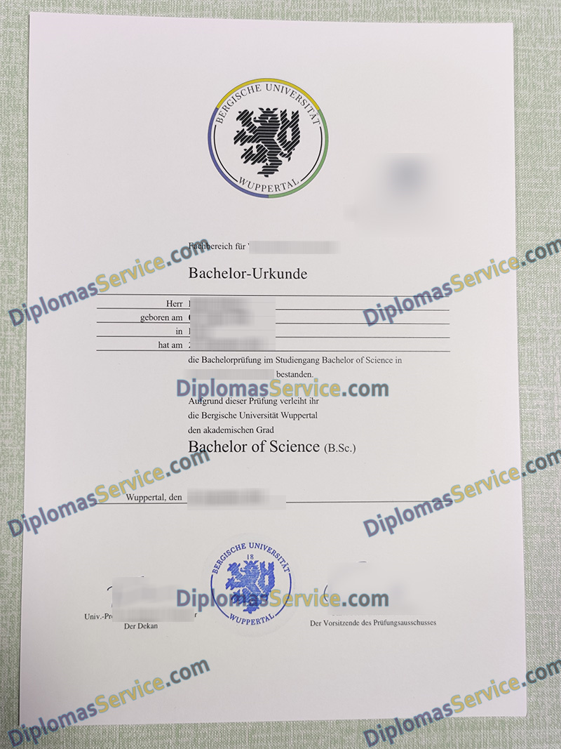 Universität Wuppertal urkunde, Universität Wuppertal degree,