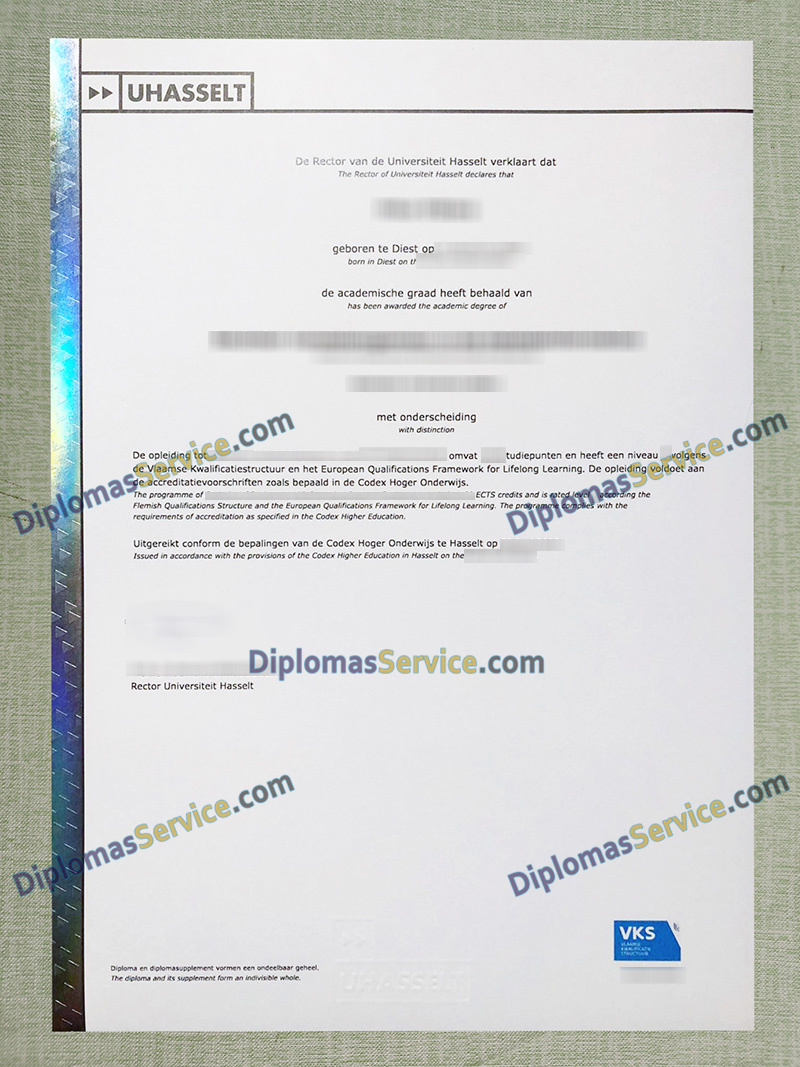 Universiteit Hasselt diploma, Universiteit Hasselt degree,