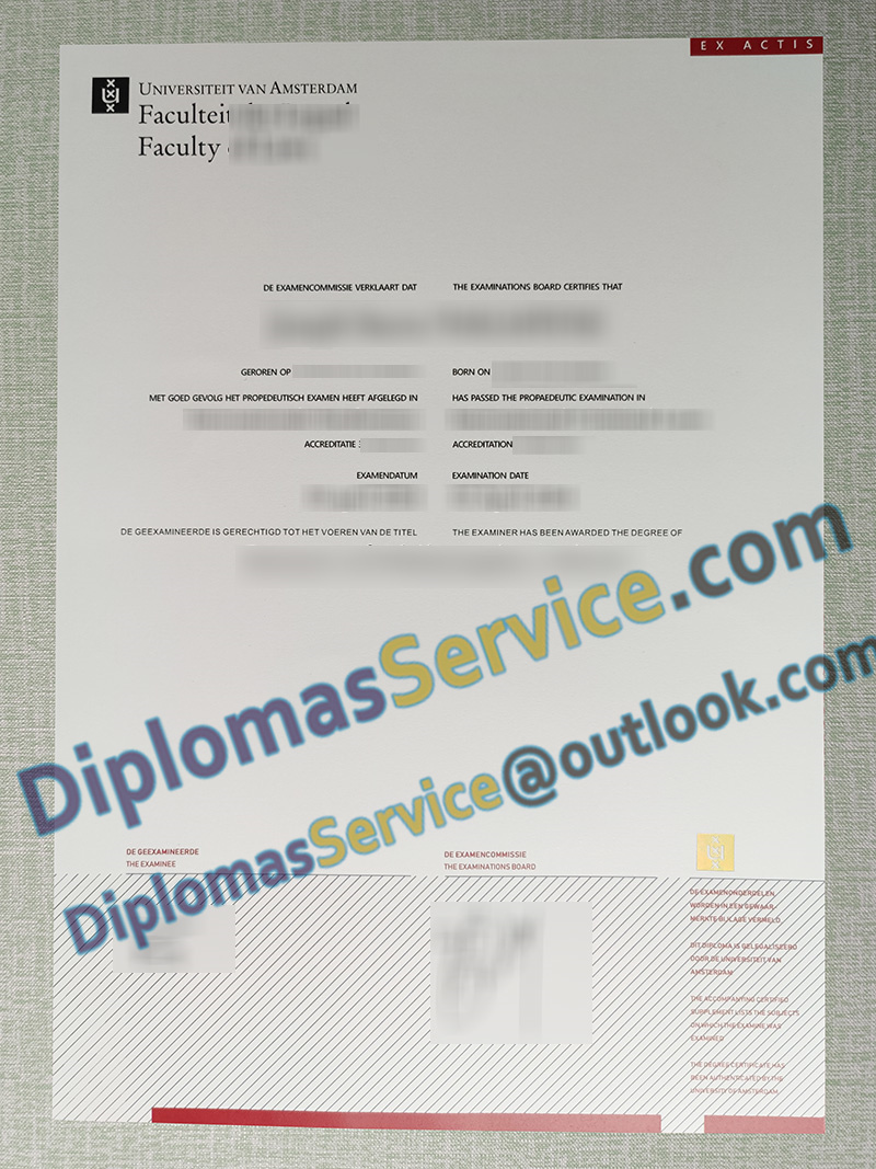 Universiteit Van Amsterdam degree, Universiteit Van Amsterdam diploma,