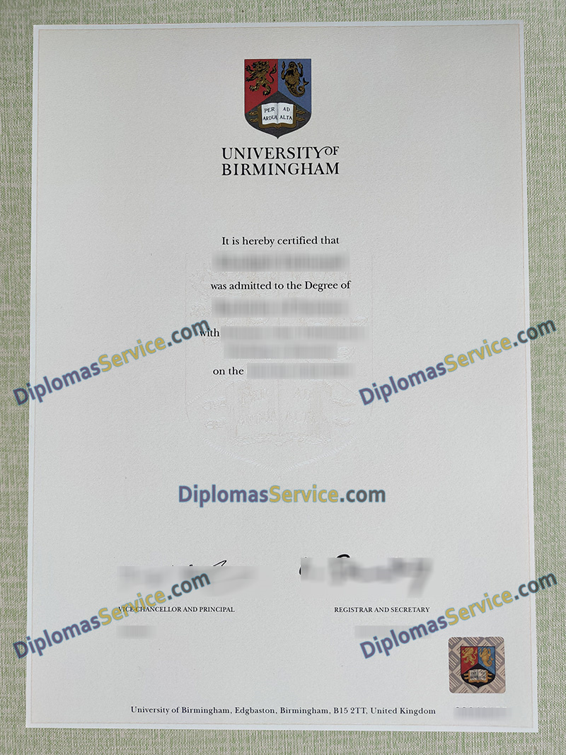 University of Birmingham degree, University of Birmingham certificate,