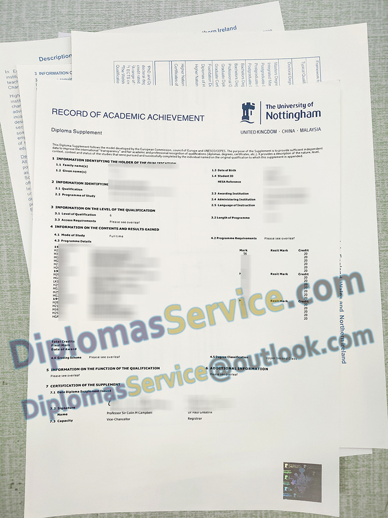 University of Nottingham transcript