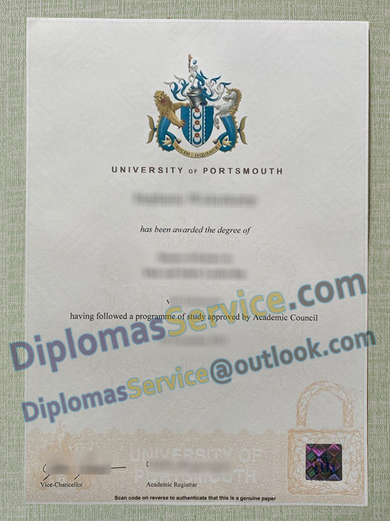 University of Portsmouth degree, University of Portsmouth certificate,