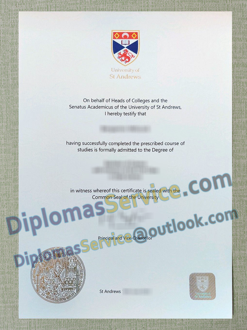 University of St Andrews degree, University of St Andrews certificate,