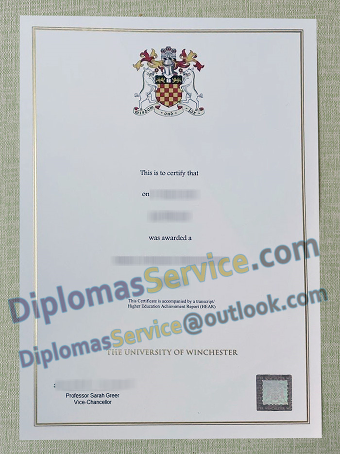 University of Winchester degree, University of Winchester certificate,