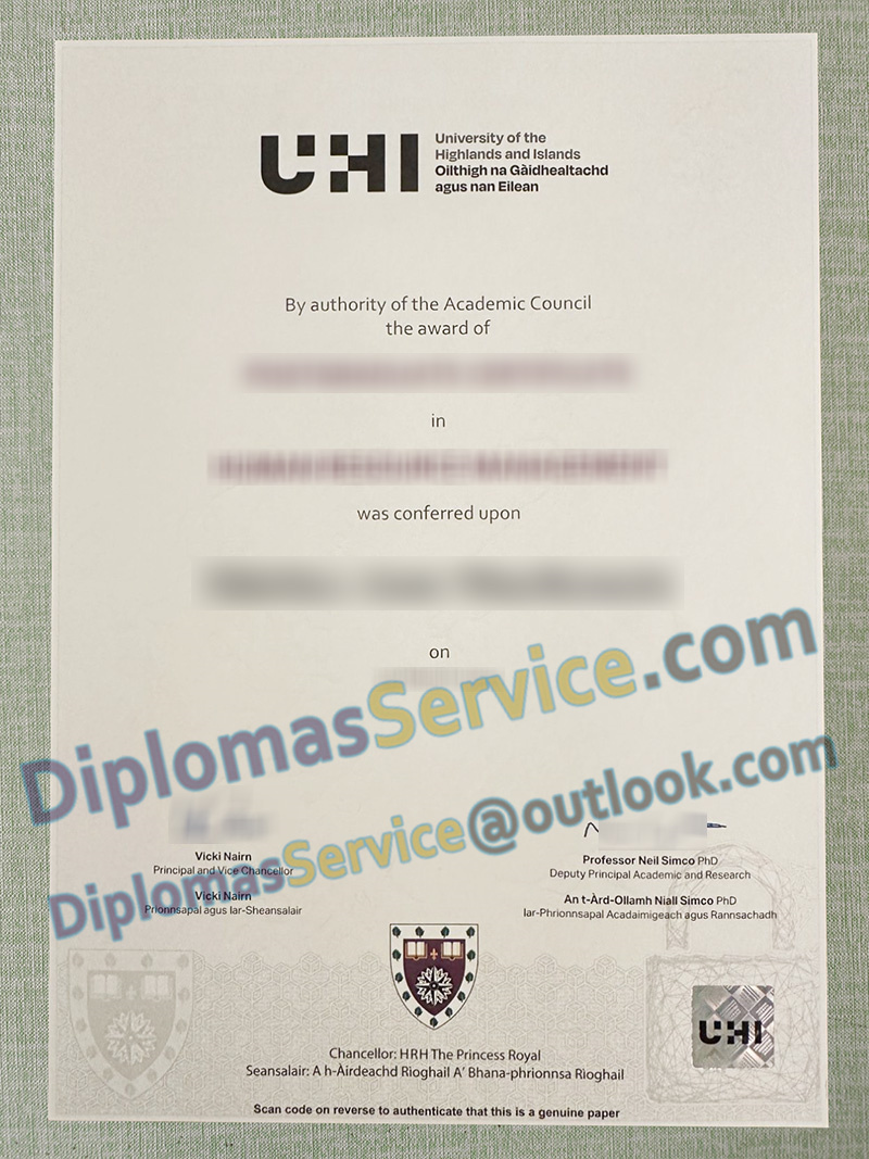 University of the Highlands and Islands degree, UHI certificate,