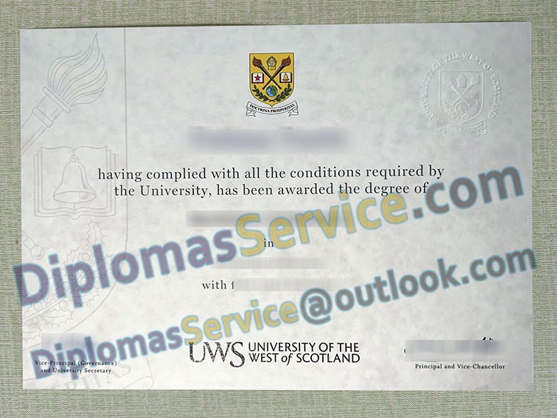University of the West of Scotland degree, UWS certificate,