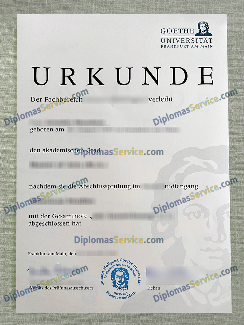 Goethe-Universität urkunde, Goethe-Universität Frankfurt am Main degree,