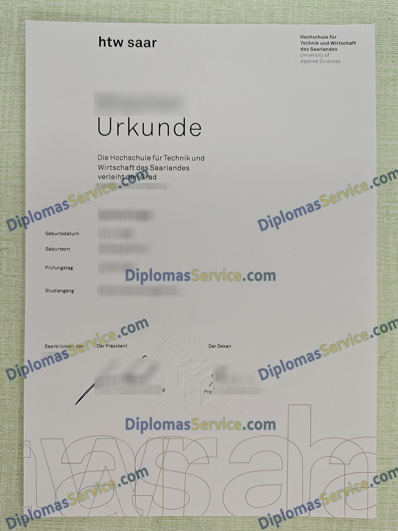 HTW Saar urkunde, Hochschule für Technik und Wirtschaft des Saarlandes degree,