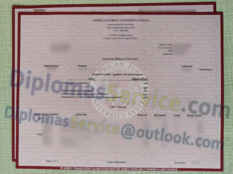 American Public University transcript