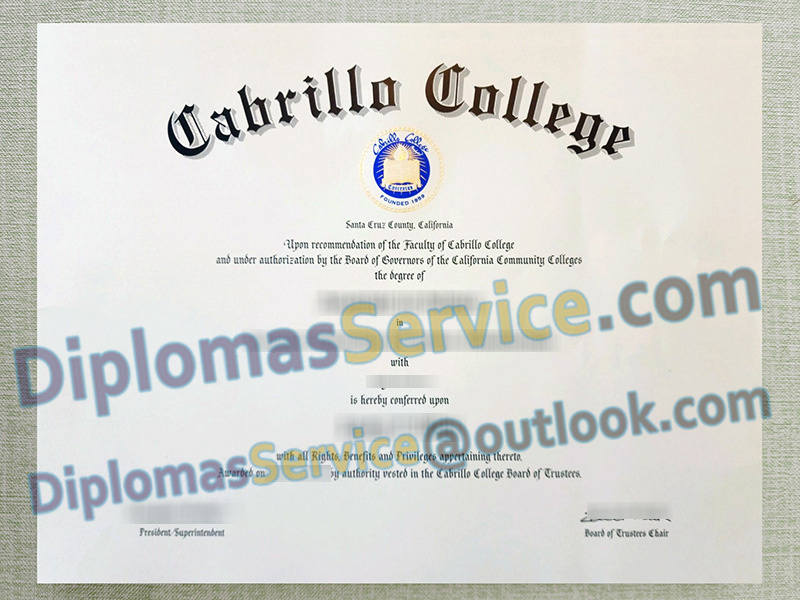 Cabrillo College diploma, Cabrillo College degree,