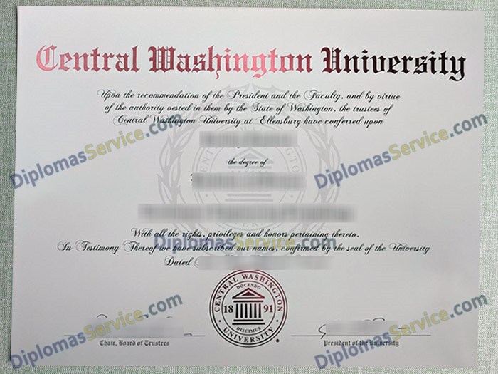 Central Washington University diploma, Central Washington University degree,