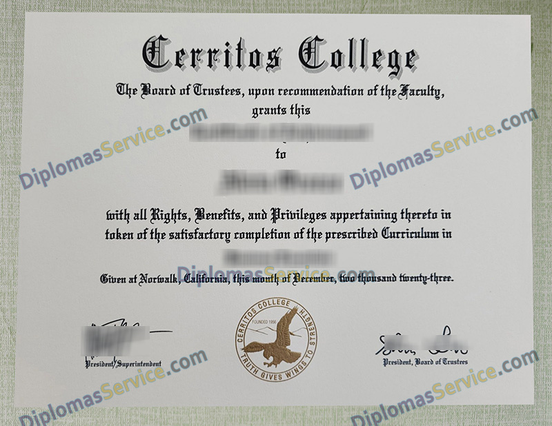 Cerritos College diploma, Cerritos College degree,