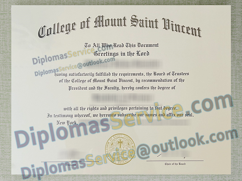 College of Mount Saint Vincent diploma, College of Mount Saint Vincent degree,