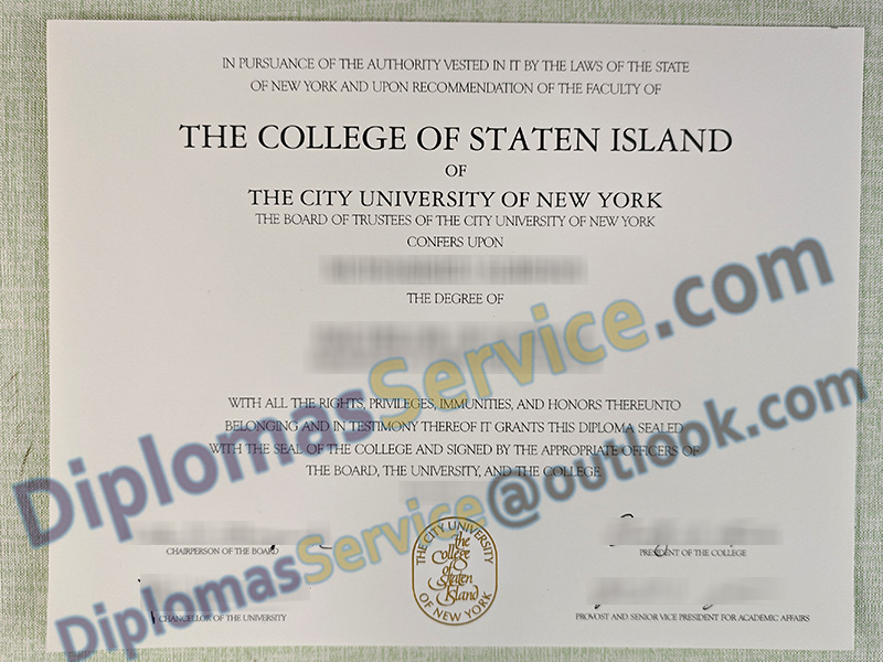 College of Staten Island diploma, College of Staten Island degree,