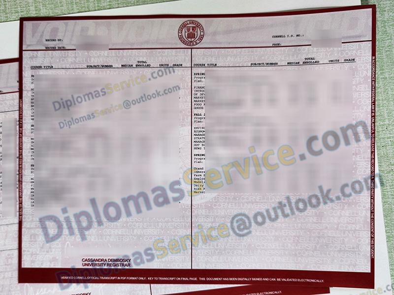 Cornell University transcript
