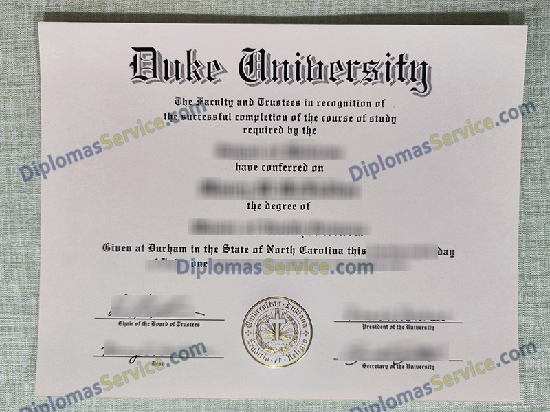 Duke University diploma, Duke University degree,