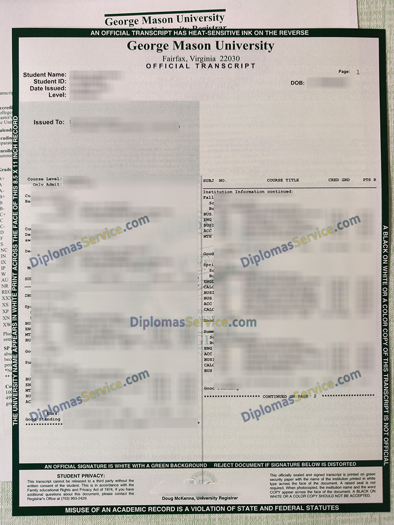 George Mason University transcript