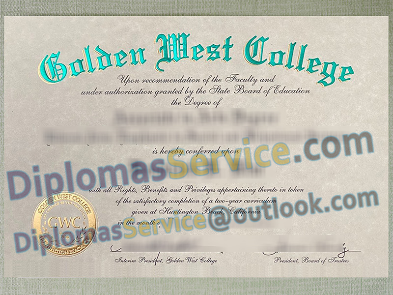 Golden West College diploma, Golden West College degree,