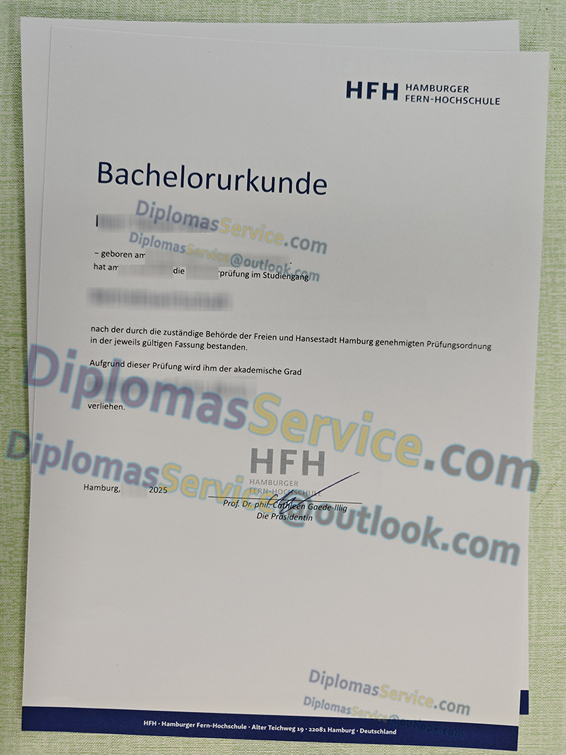 Hamburger Fern-Hochschule urkunde, HFH Hamburg degree,
