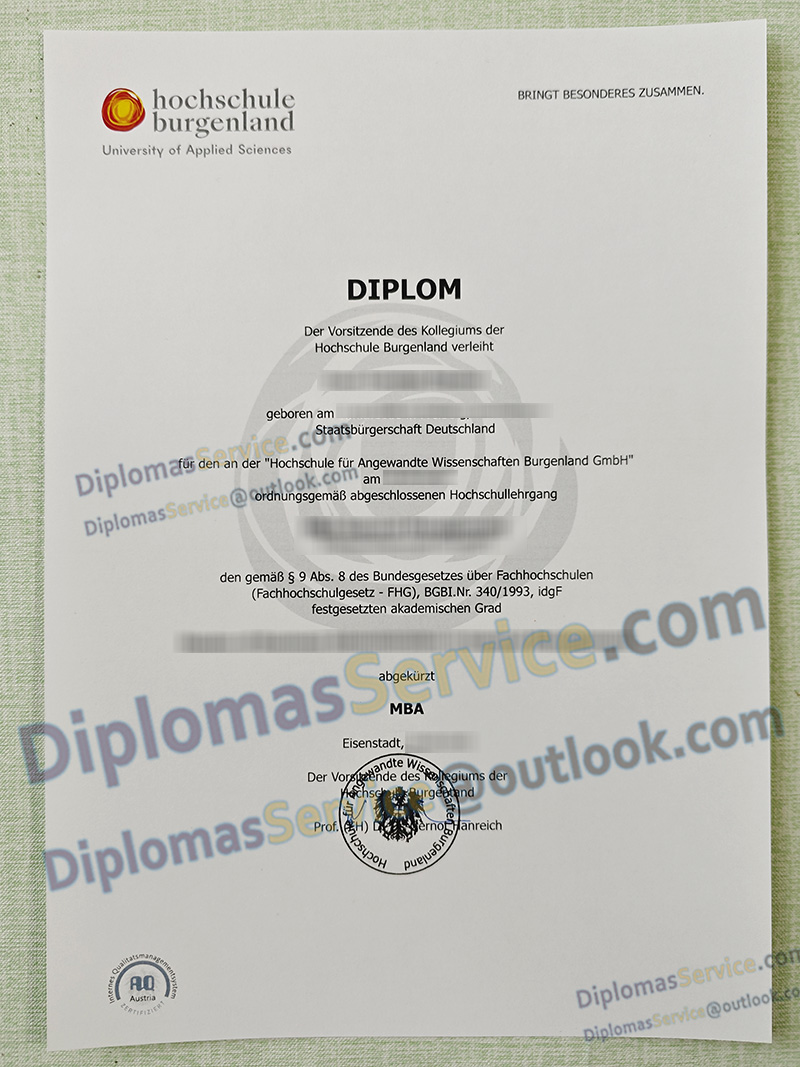 Hochschule Burgenland diploma, Hochschule Burgenland degree,