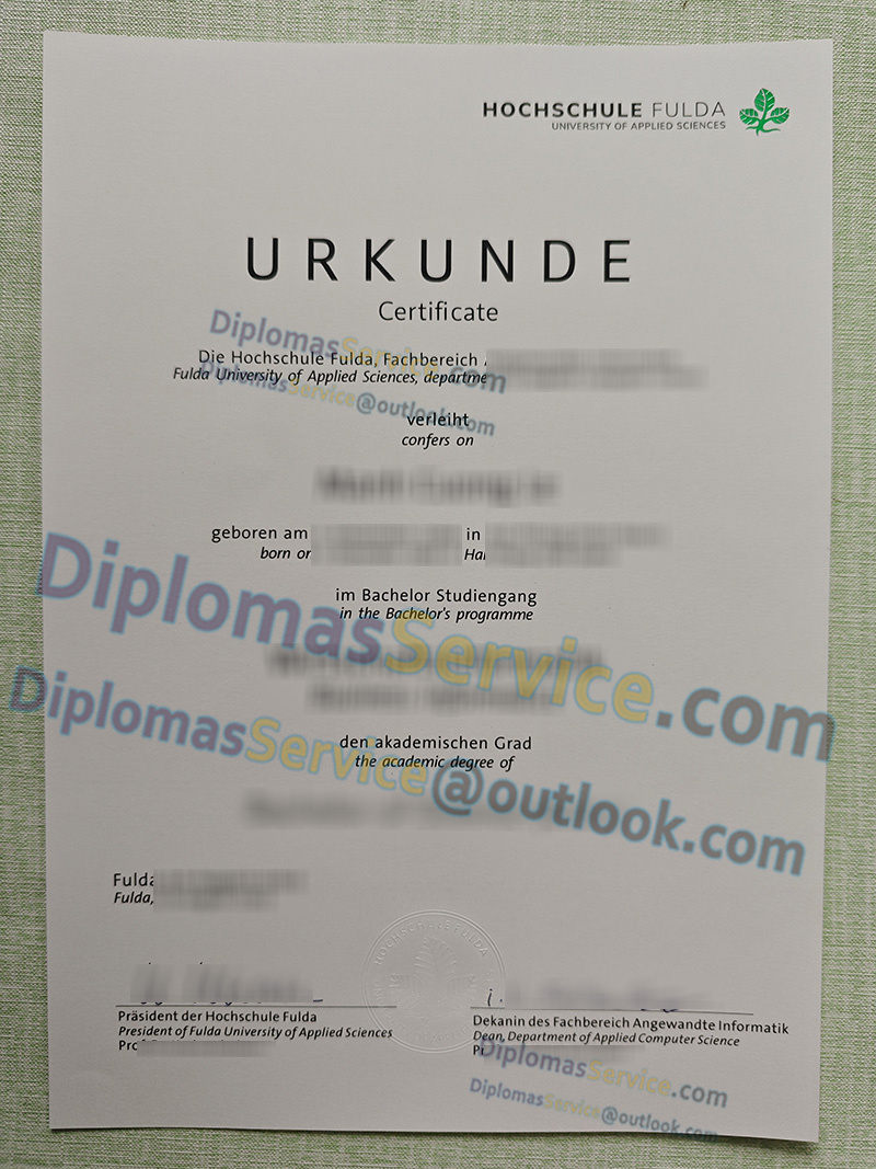 Hochschule Fulda urkunde, Hochschule Fulda degree,