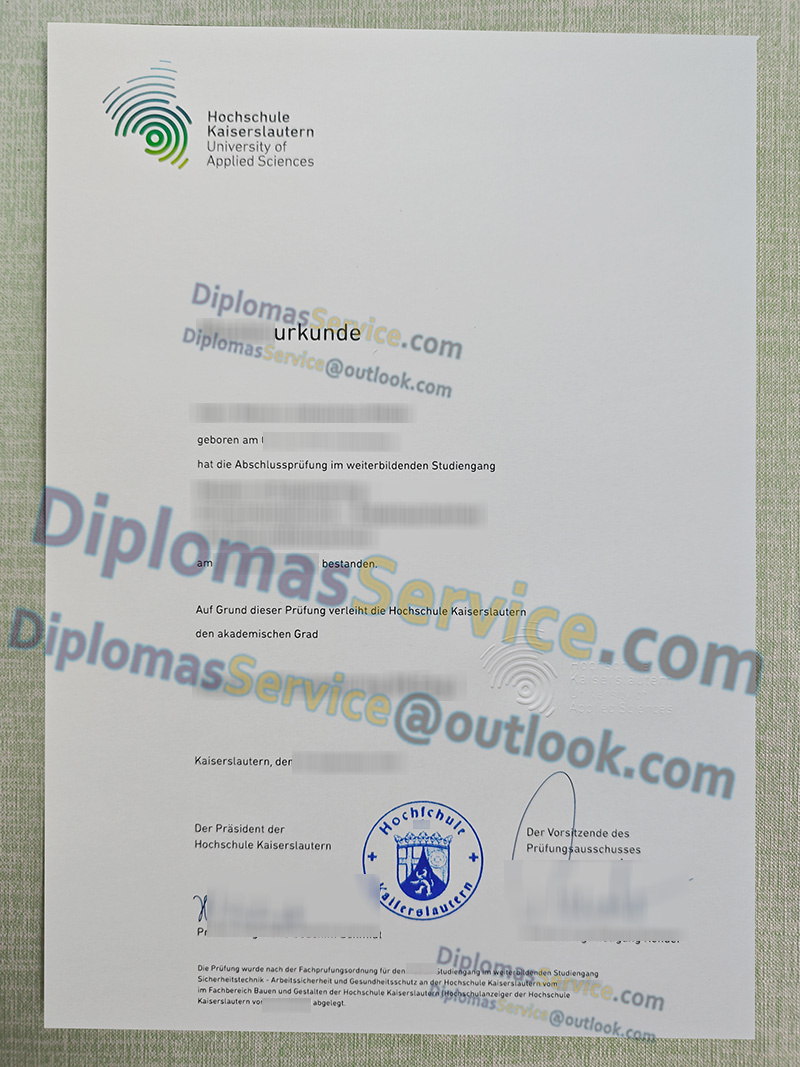 Hochschule Kaiserslautern urkunde, Hochschule Kaiserslautern degree,