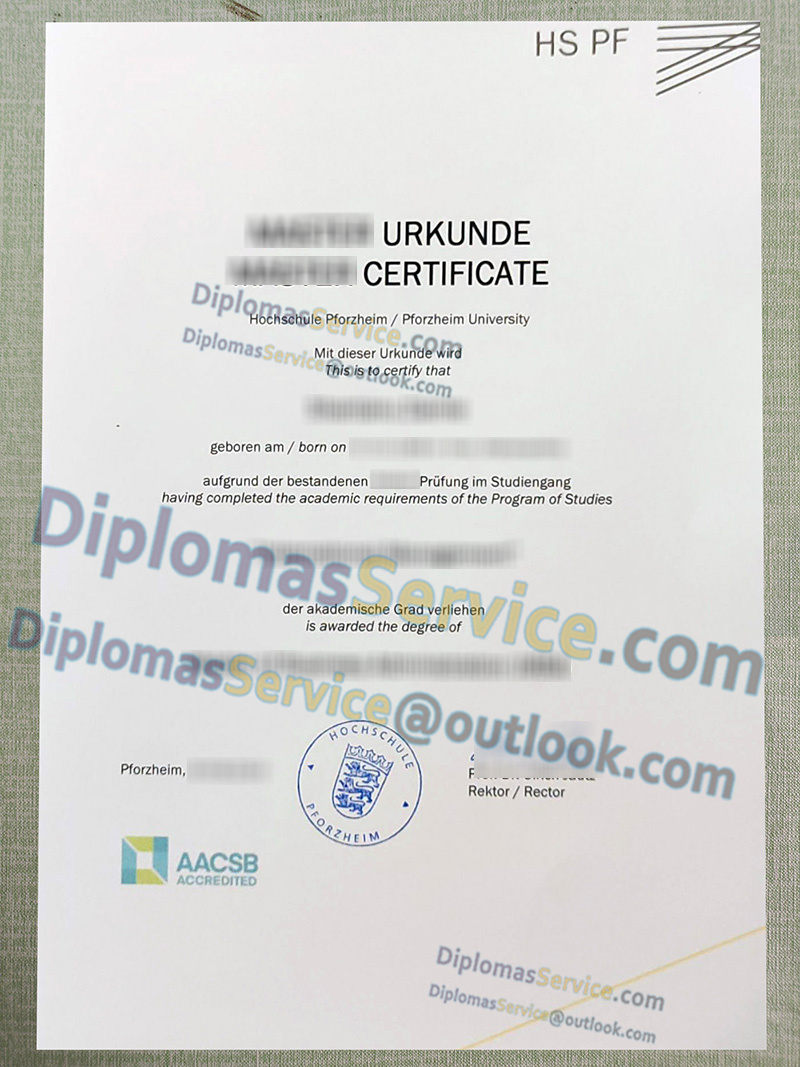 Hochschule Pforzheim urkunde, Hochschule Pforzheim degree,