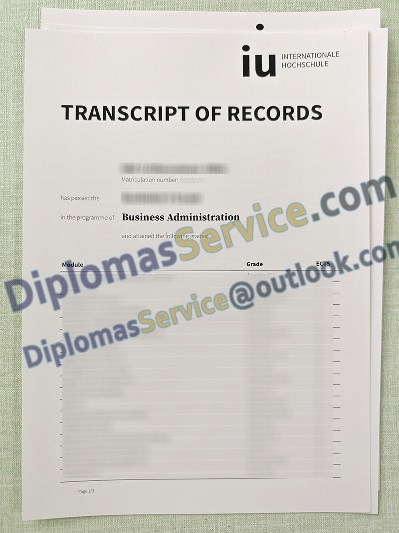 IU International University transcript, IU Internationale Hochschule transcript of records,