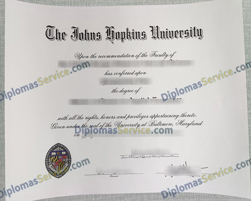 Johns Hopkins University diploma, Johns Hopkins University degree,