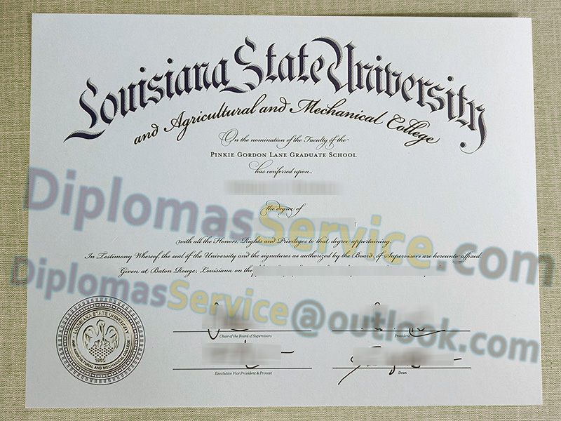 Louisiana State University diploma, Louisiana State University degree,