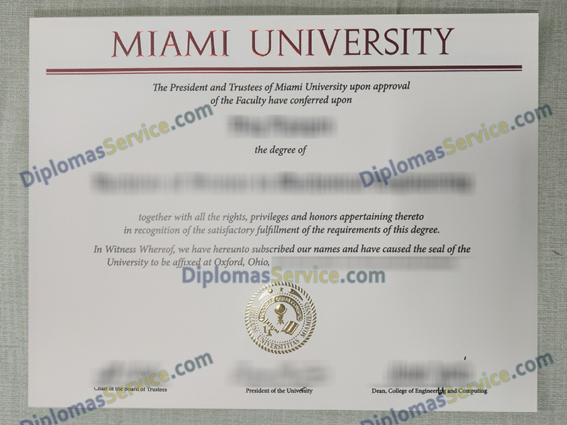 Miami University diploma, Miami University degree,