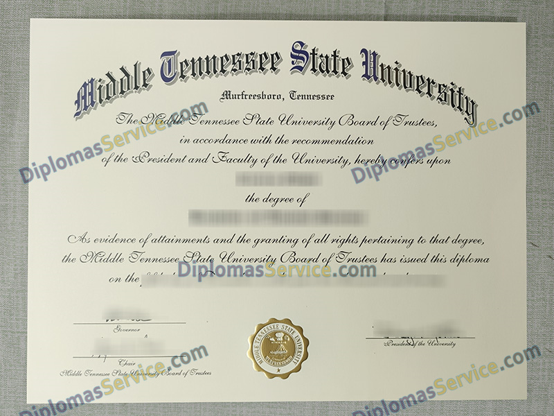 Middle Tennessee State University diploma, Middle Tennessee State University degree,