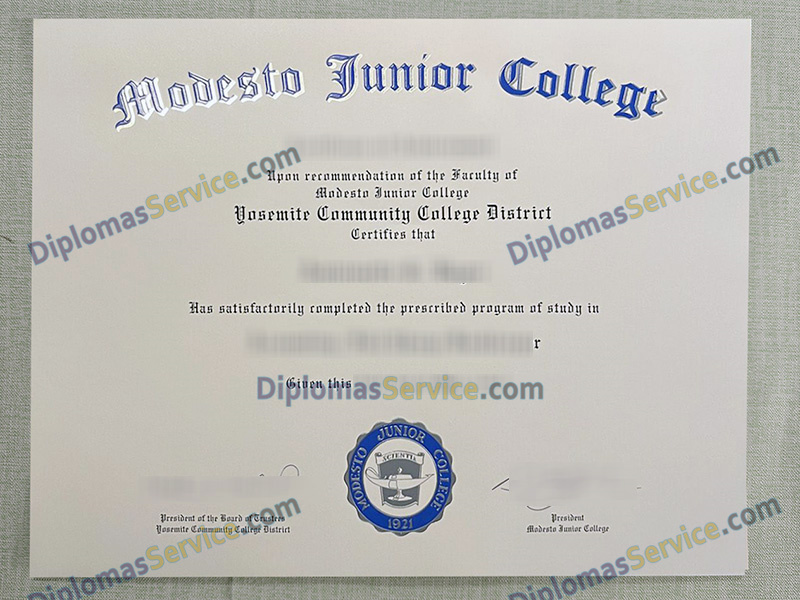 Modesto Junior College diploma, Modesto Junior College degree,
