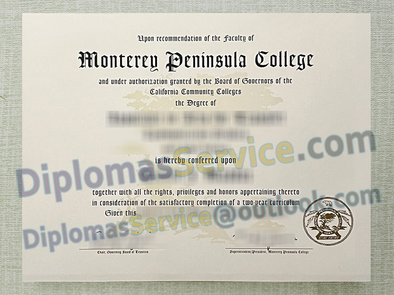 Monterey Peninsula College diploma, Monterey Peninsula College degree,