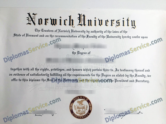 Norwich University diploma, Norwich University degree,