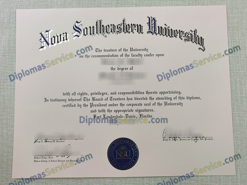 Nova Southeastern University diploma, Nova Southeastern University degree,