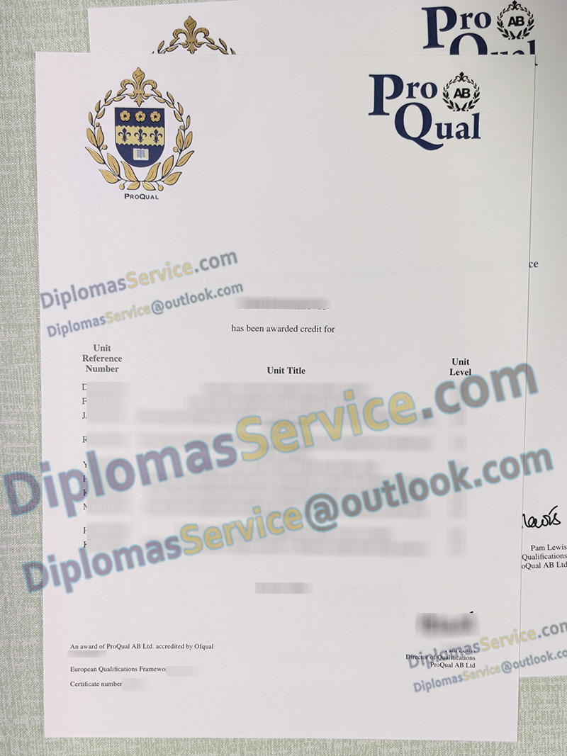 ProQual transcript, ProQual unit certificate,