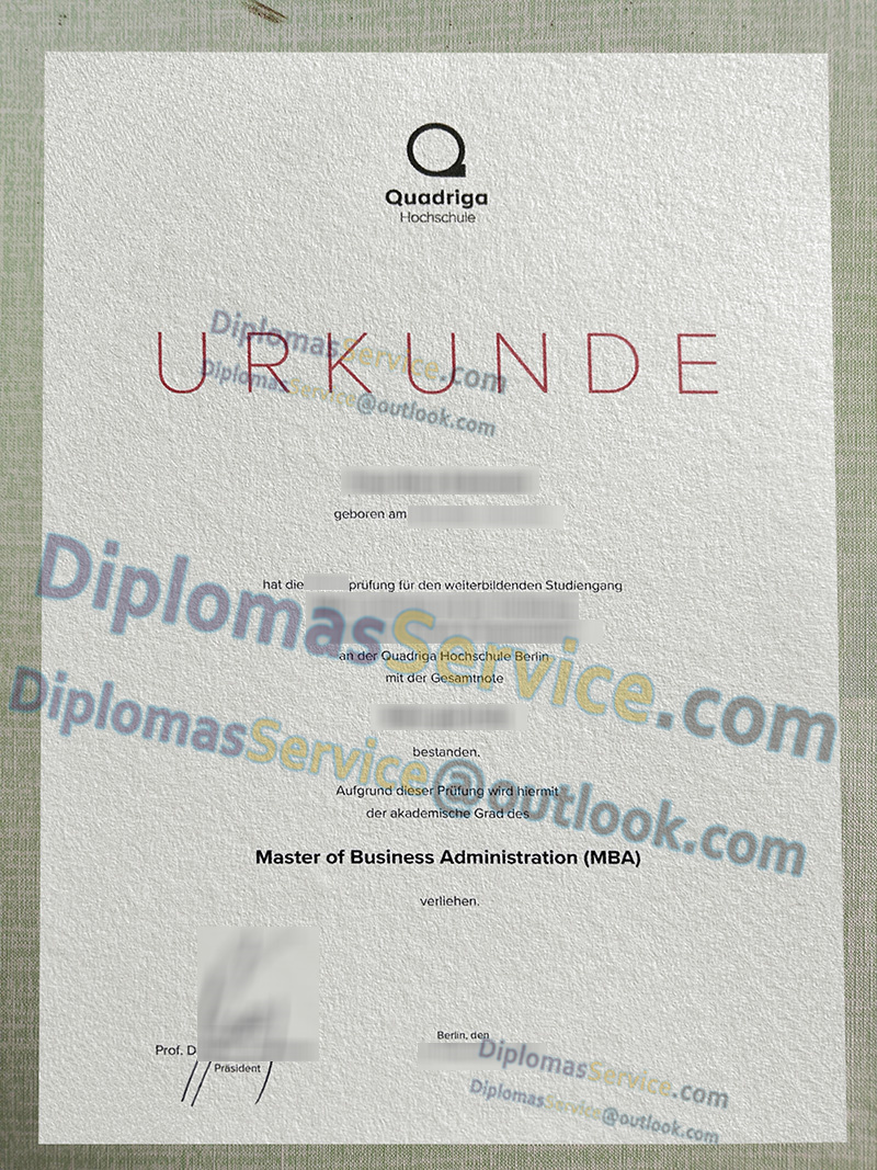 Quadriga Hochschule urkunde, Quadriga Hochschule degree,