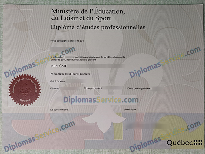 diplôme d'études professionnelles, Quebec diploma,