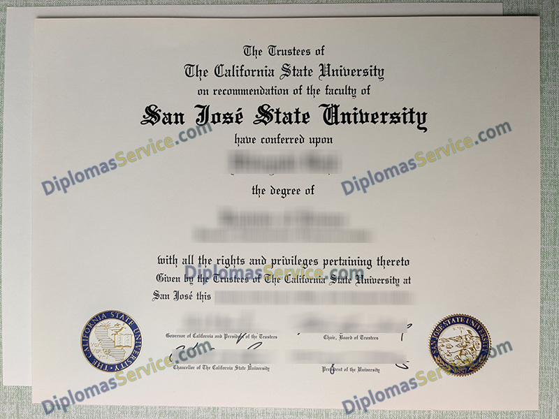 back dated San José State University diploma