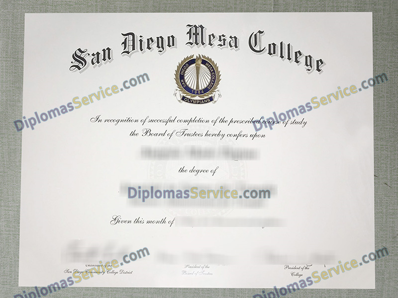 San Diego Mesa College diploma, San Diego Mesa College degree,