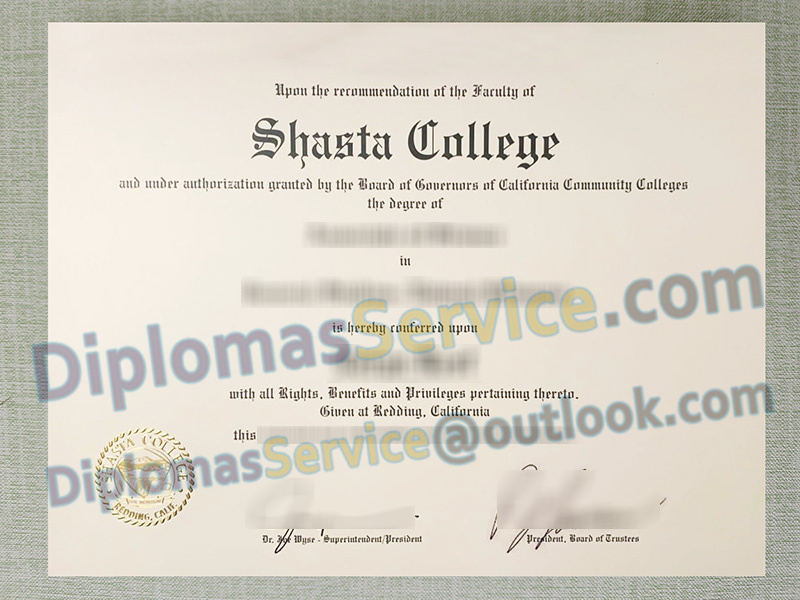 Shasta College diploma, Shasta College degree,