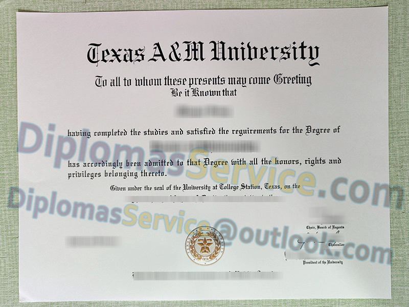 Texas A&M University diploma, Texas A&M University degree,