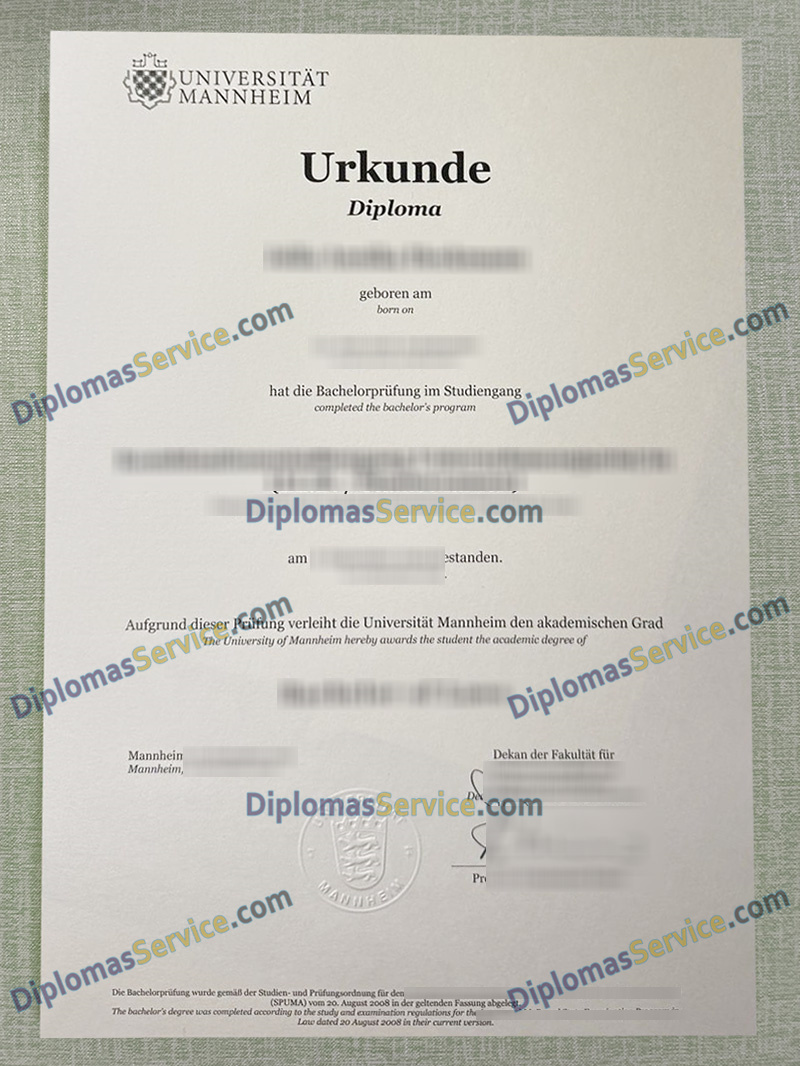 Universität Mannheim urkunde, Universität Mannheim degree,