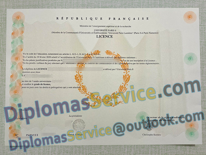 Université Paris 8 licence, Université Paris 8 diplôme,