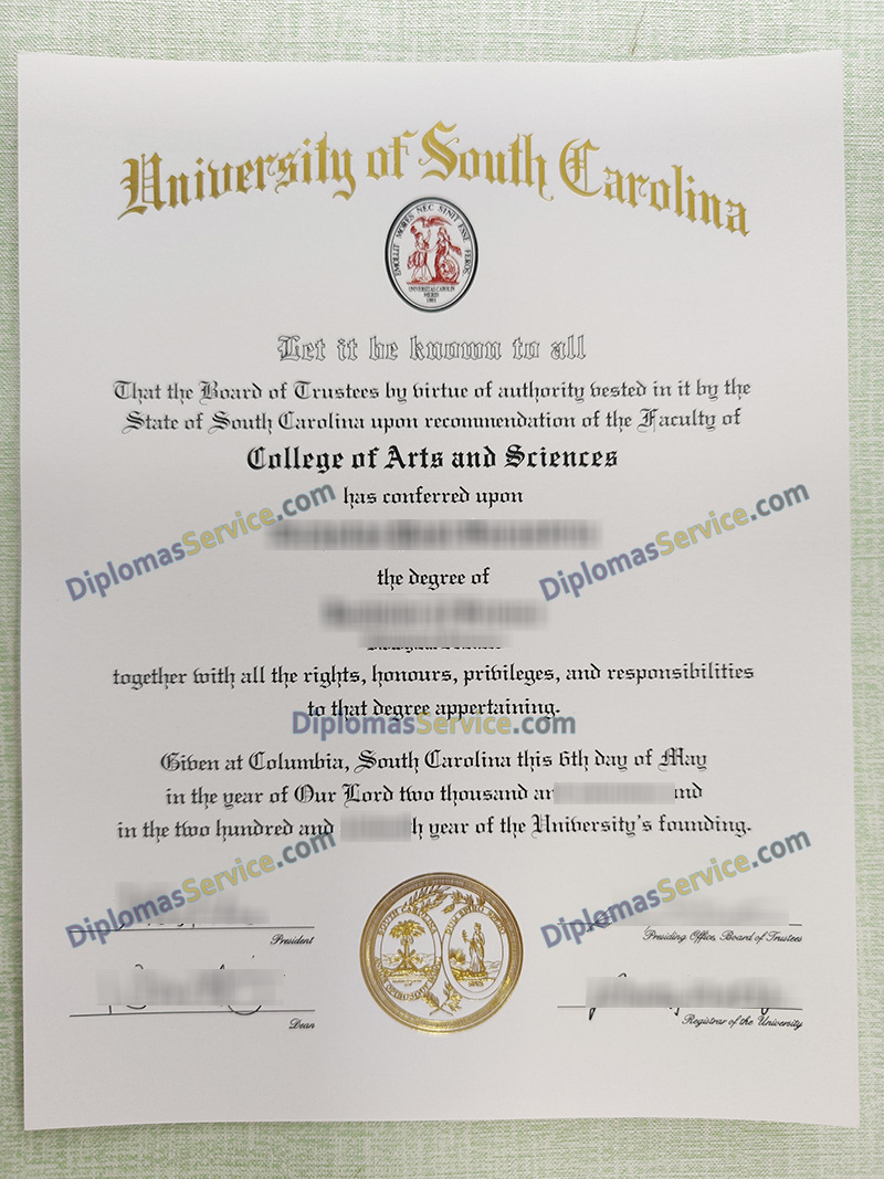 University of South Carolina diploma, University of South Carolina degree,