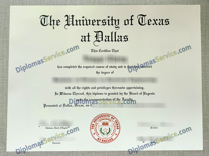 University of Texas at Dallas degree, UT Texas diploma,