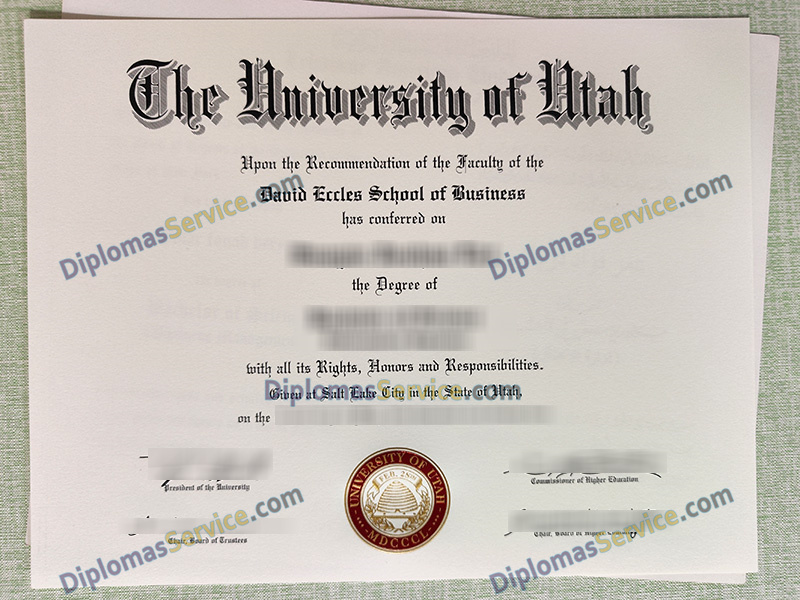 University of Utah diploma, University of Utah degree,